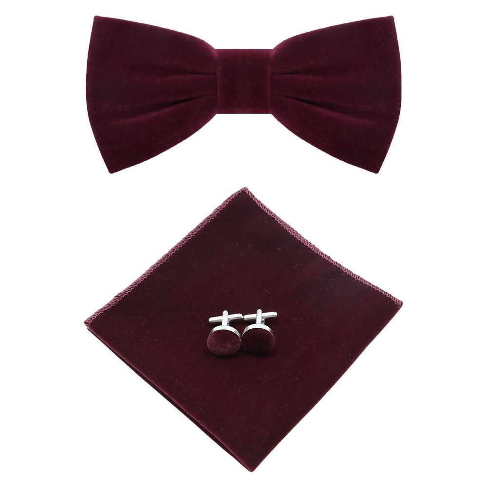 7843 Bow Tie Sets Solid Color Velvet Bow Tie Pre Tied Adjustable Bowties